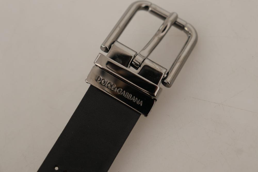Black Calf Leather Perforated Metal Buckle Belt - 90-cm-36-inches