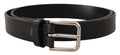 Black Calf Leather Silver Tone Metal Buckle Belt - 80-cm-32-inches