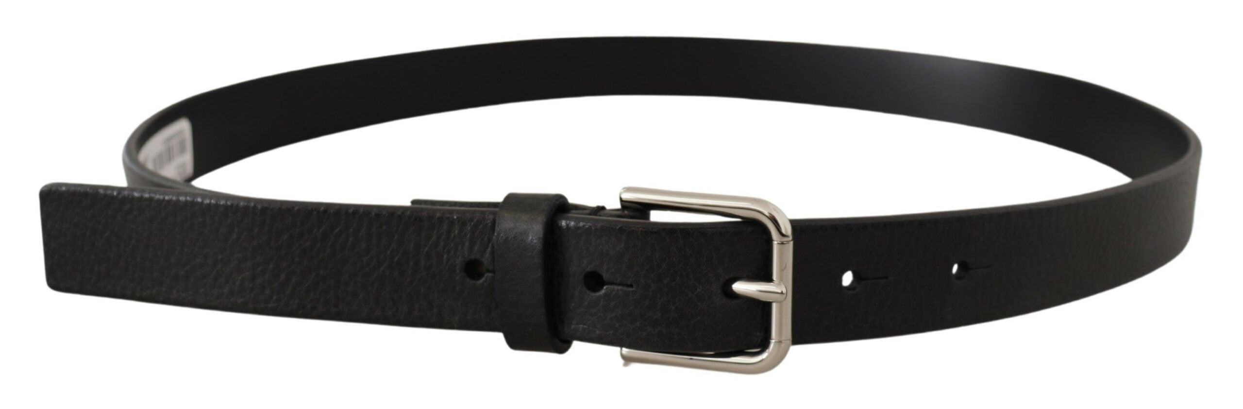 Black Calf Leather Silver Tone Metal Buckle Belt - 80-cm-32-inches
