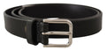 Black Calf Leather Silve...e Logo Metal Buckle Belt - 80-cm-32-inches