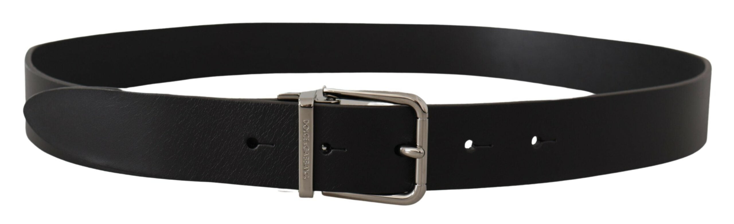 Black Casual Calf Leather Logo Metal Buckle Belt - 85-cm-34-inches