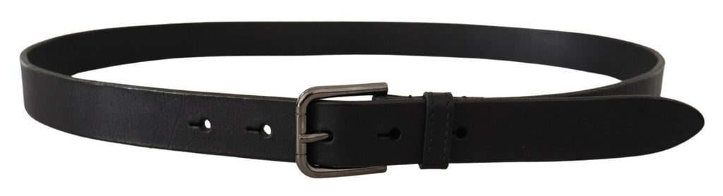 Black Calf Leather Logo Engraved Metal Buckle Belt - 90-cm-36-inches