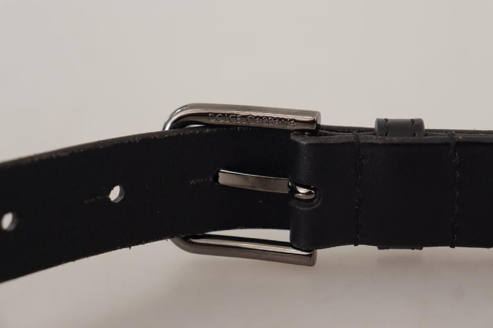 Black Calf Leather Logo Engraved Metal Buckle Belt - 90-cm-36-inches