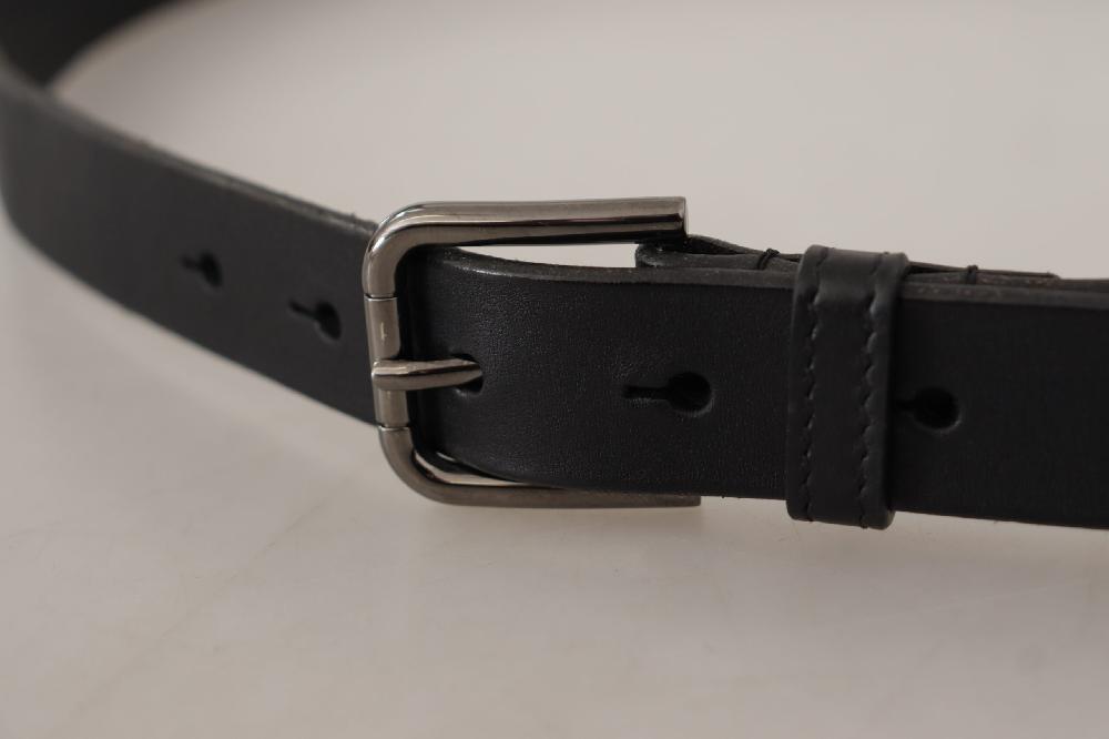 Black Calf Leather Logo Engraved Metal Buckle Belt - 90-cm-36-inches