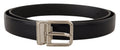 Black Calf Leather Classic Logo Metal Buckle Belt - 100-cm-40-inches