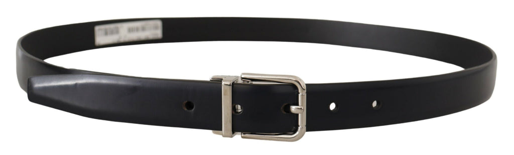 Black Calf Leather Classic Logo Metal Buckle Belt - 100-cm-40-inches