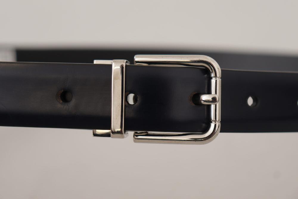 Black Calf Leather Classic Logo Metal Buckle Belt - 100-cm-40-inches