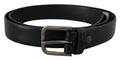 Black Calf Leather Classic Logo Metal Buckle Belt - 80-cm-32-inches