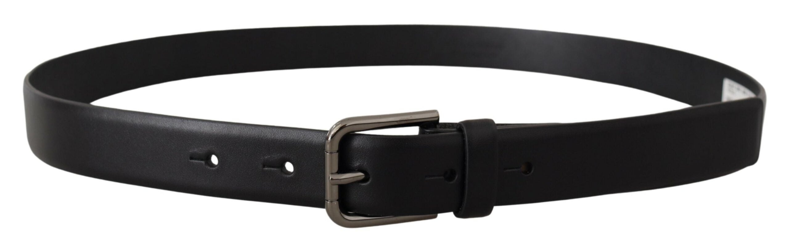 Black Calf Leather Classic Logo Metal Buckle Belt - 80-cm-32-inches