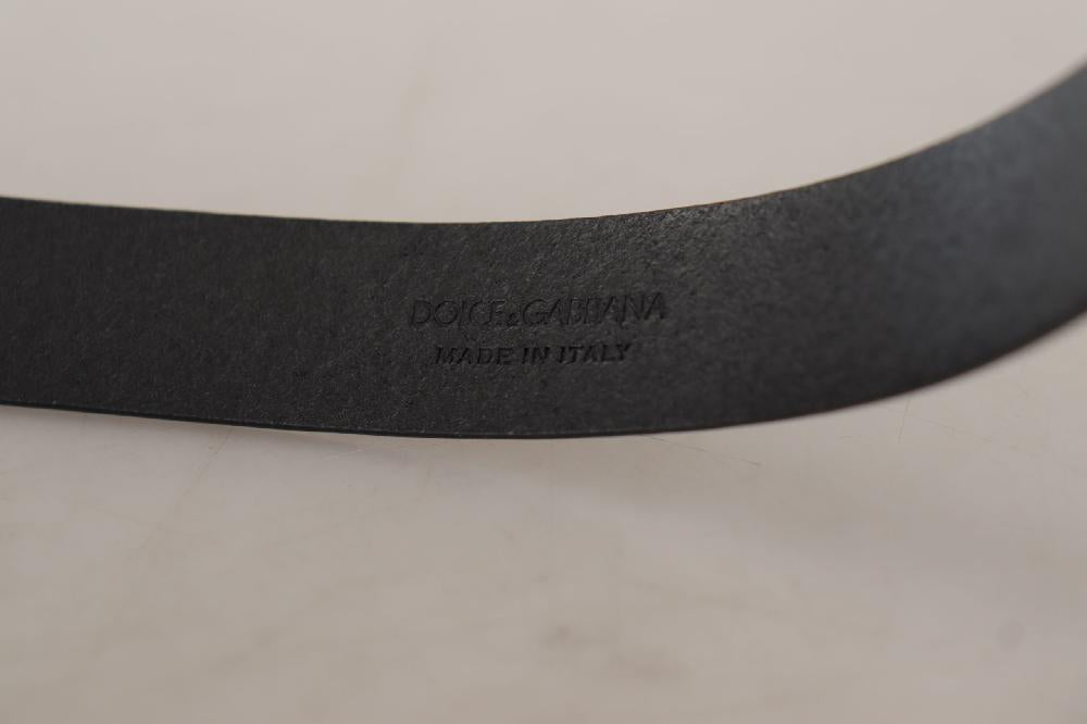 Black Calf Leather Classic Logo Metal Buckle Belt - 80-cm-32-inches
