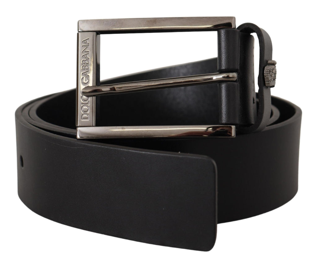 Black Calf Leather Engraved Crown Logo Buckle Belt - 90-cm-36-inches