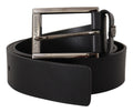 Black Calf Leather Engraved Crown Logo Buckle Belt - 90-cm-36-inches