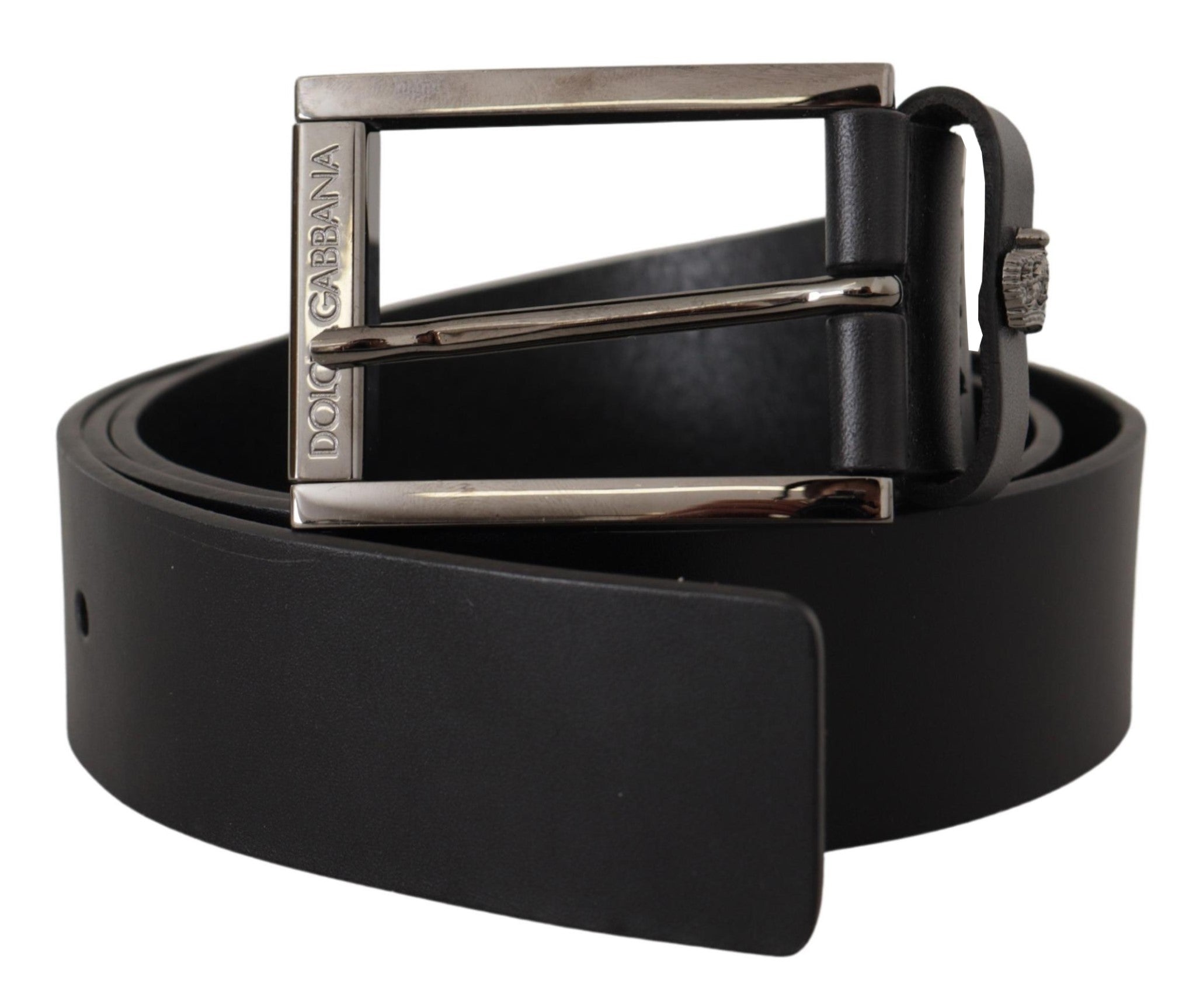 Black Calf Leather Engraved Crown Logo Buckle Belt - 90-cm-36-inches