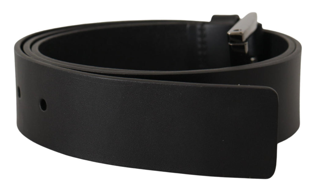 Black Calf Leather Engraved Crown Logo Buckle Belt - 90-cm-36-inches