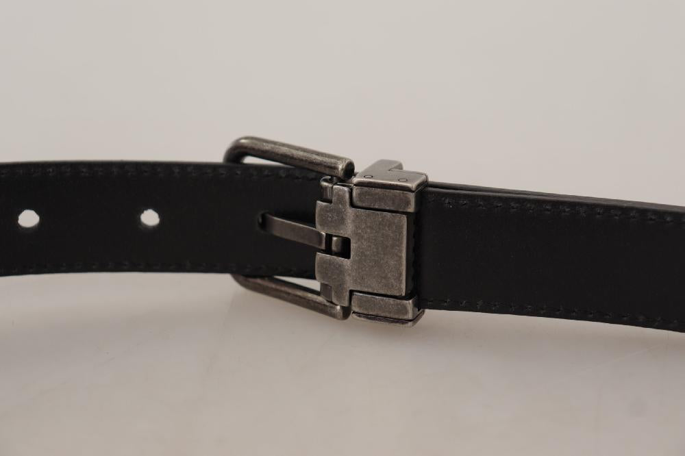 Black Plain Leather Vintage Logo Metal Buckle Belt - 85-cm-34-inches