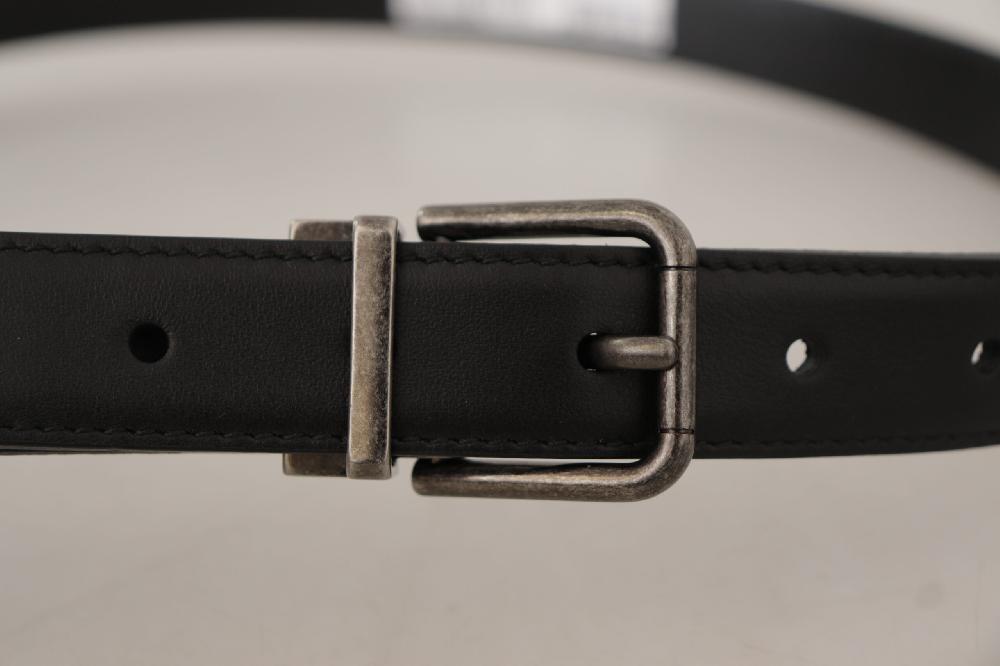 Black Plain Leather Vintage Logo Metal Buckle Belt - 85-cm-34-inches