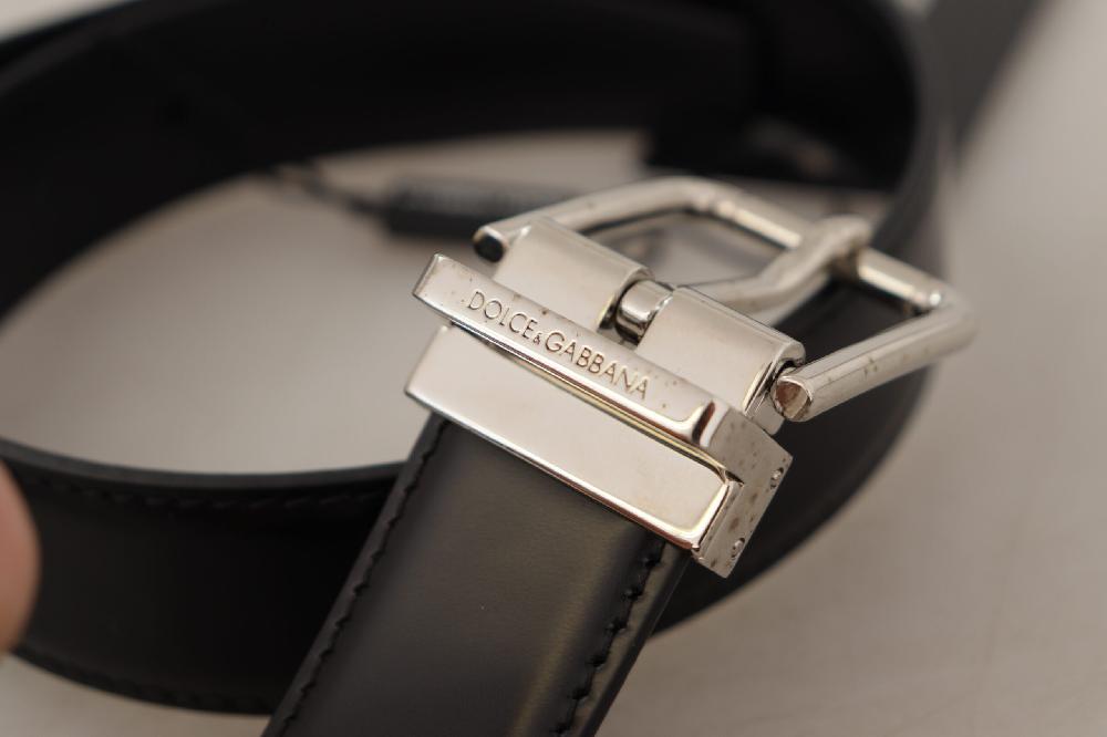 Black Calf Leather Silver Tone Metal Buckle Belt - 85-cm-34-inches