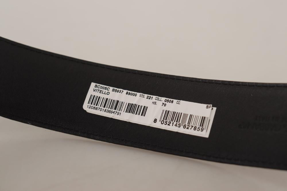 Black Patent Leather Logo Engraved Buckle Belt - 70-cm-28-inches