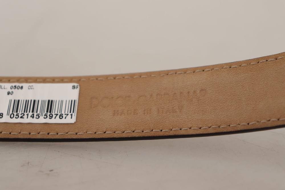 Black Calf Leather Logo Engraved Metal Buckle Belt - 90-cm-36-inches