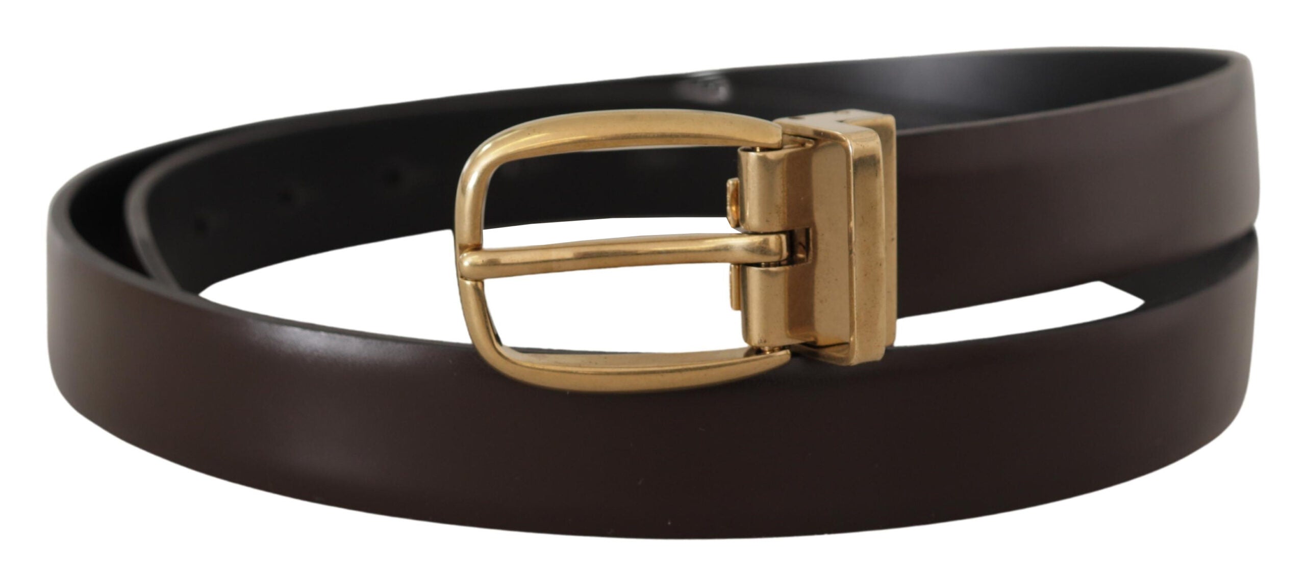 Brown Calf Leather Gold Tone Metal Buckle Belt - 90-cm-36-inches