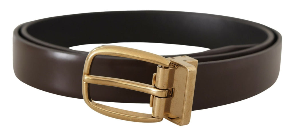 Brown Calf Leather Gold Tone Metal Buckle Belt - 90-cm-36-inches