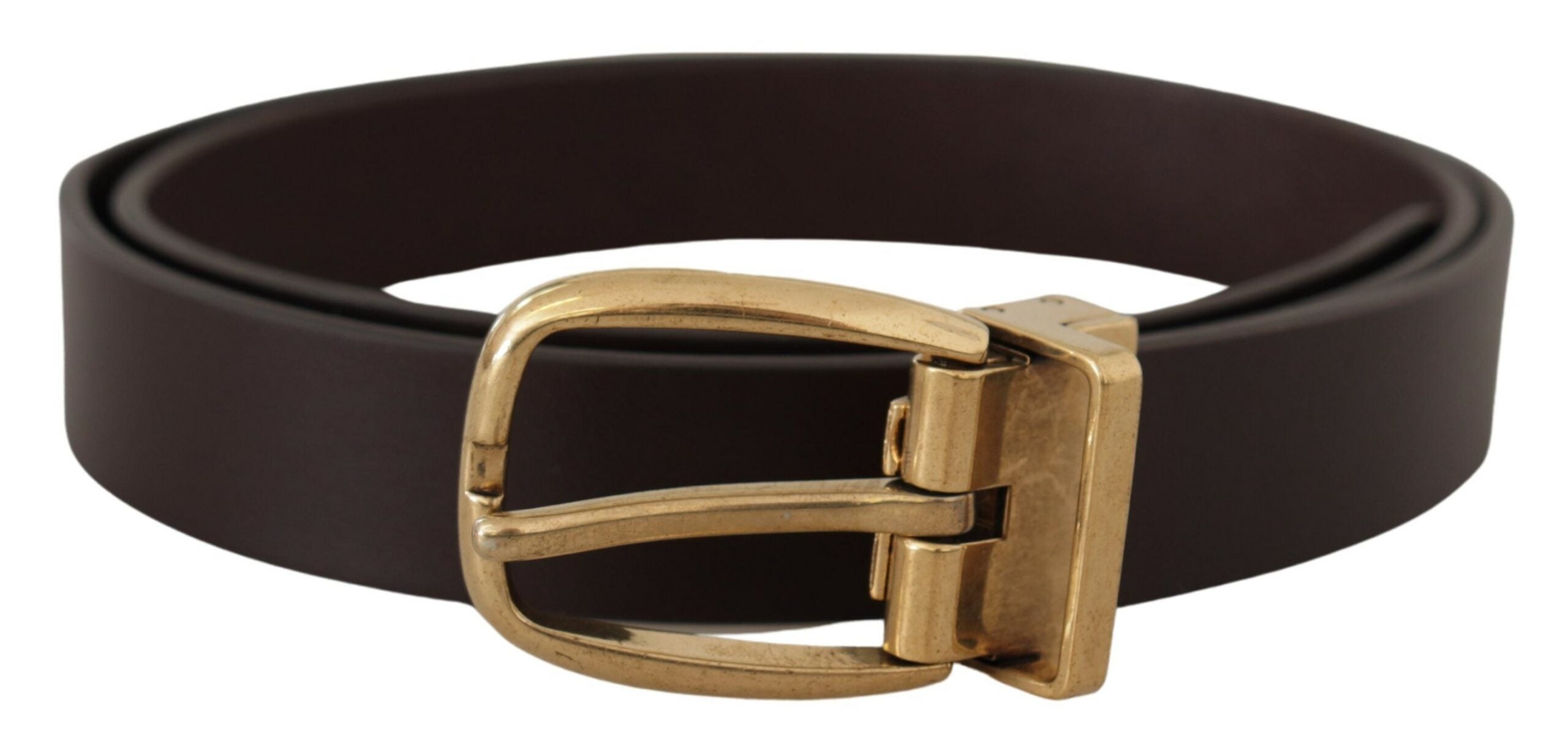 Dark Brown Calf Leather Gold Tone Metal Buckle - 80-cm-32-inches