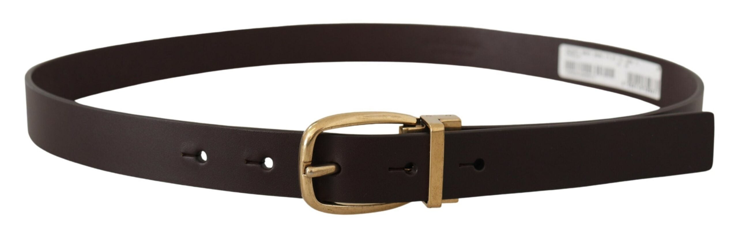 Dark Brown Calf Leather Gold Tone Metal Buckle - 85-cm-34-inches