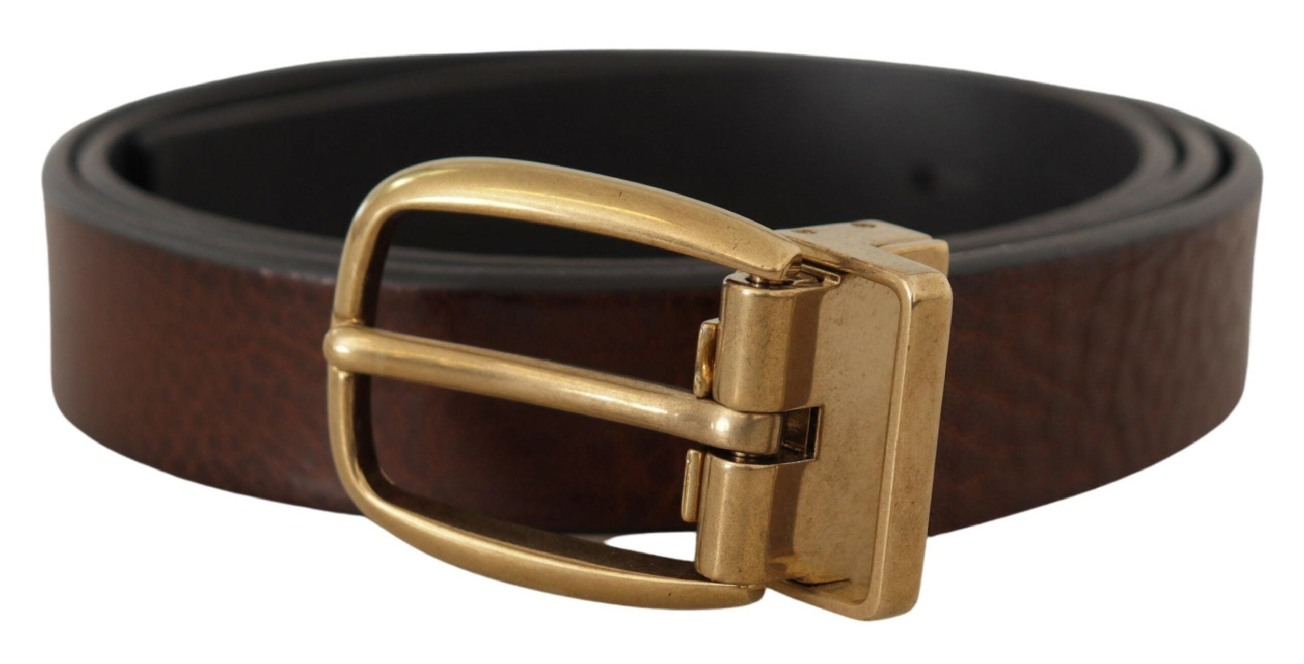 Brown Leather Classic Vintage Metal Buckle Belt - 80-cm-32-inches