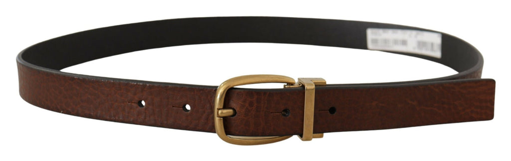 Brown Leather Classic Vintage Metal Buckle Belt - 80-cm-32-inches