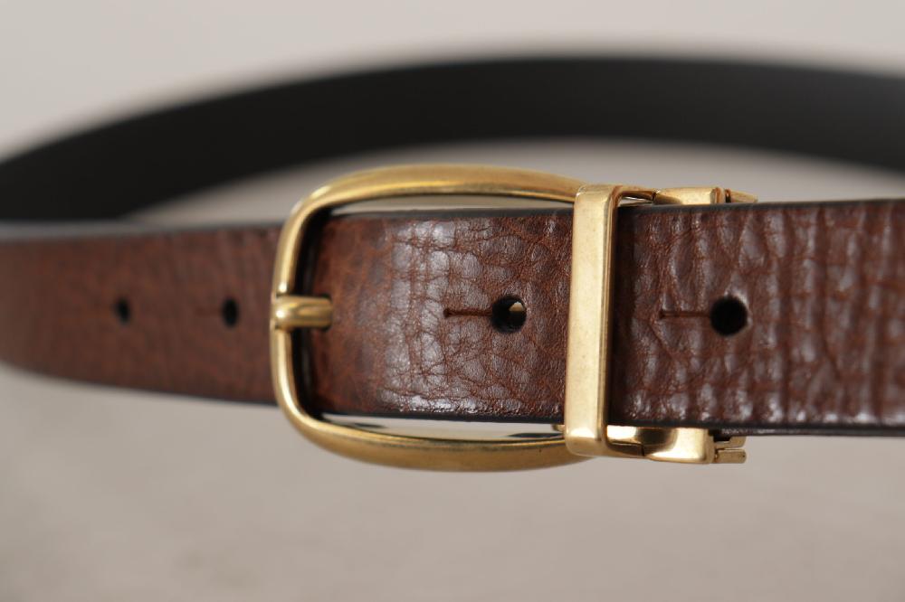 Brown Leather Classic Vintage Metal Buckle Belt - 80-cm-32-inches