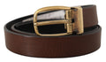 Brown Calf Leather Classic Logo Metal Buckle Belt - 80-cm-32-inches