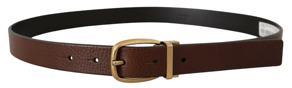 Brown Calf Leather Classic Logo Metal Buckle Belt - 80-cm-32-inches