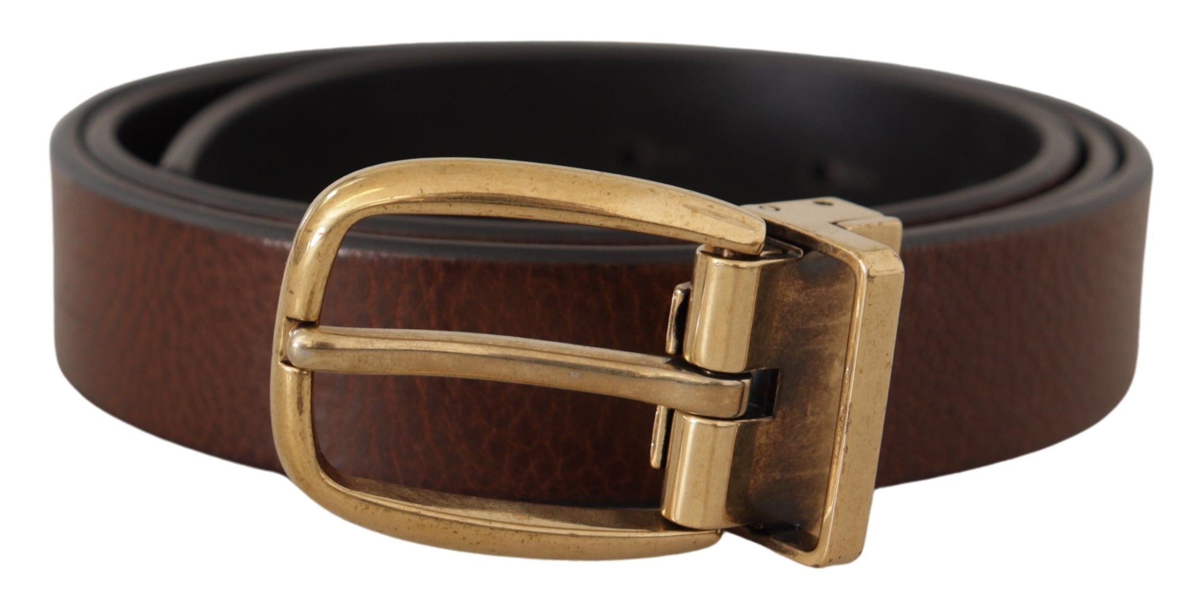 Brown Calf Leather Classic Logo Metal Buckle Belt - 80-cm-32-inches