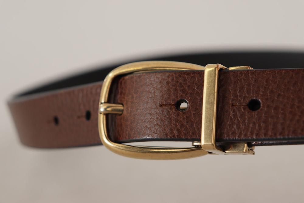 Brown Calf Leather Classic Logo Metal Buckle Belt - 80-cm-32-inches