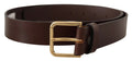 Brown Plain Calf Leather Gold Tone Buckle Belt - 90-cm-36-inches