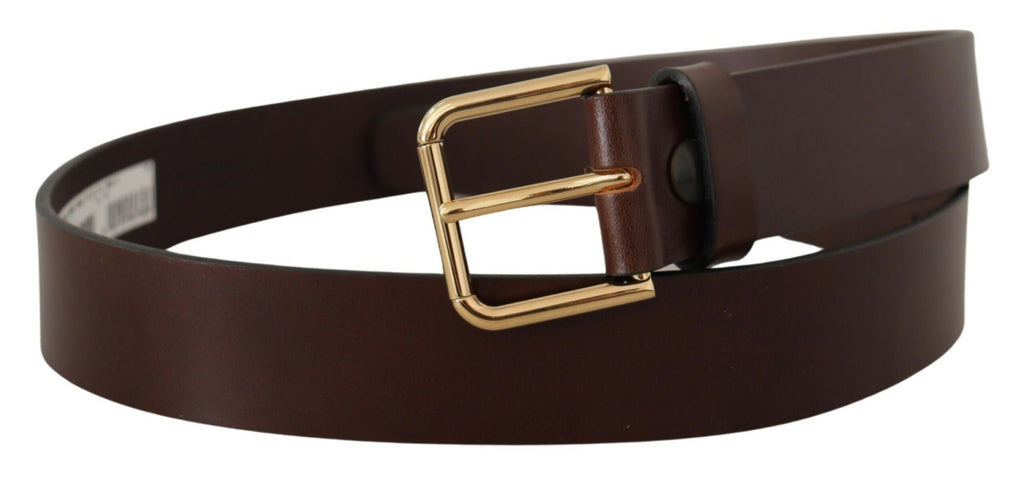 Brown Plain Calf Leather Gold Tone Buckle Belt - 90-cm-36-inches