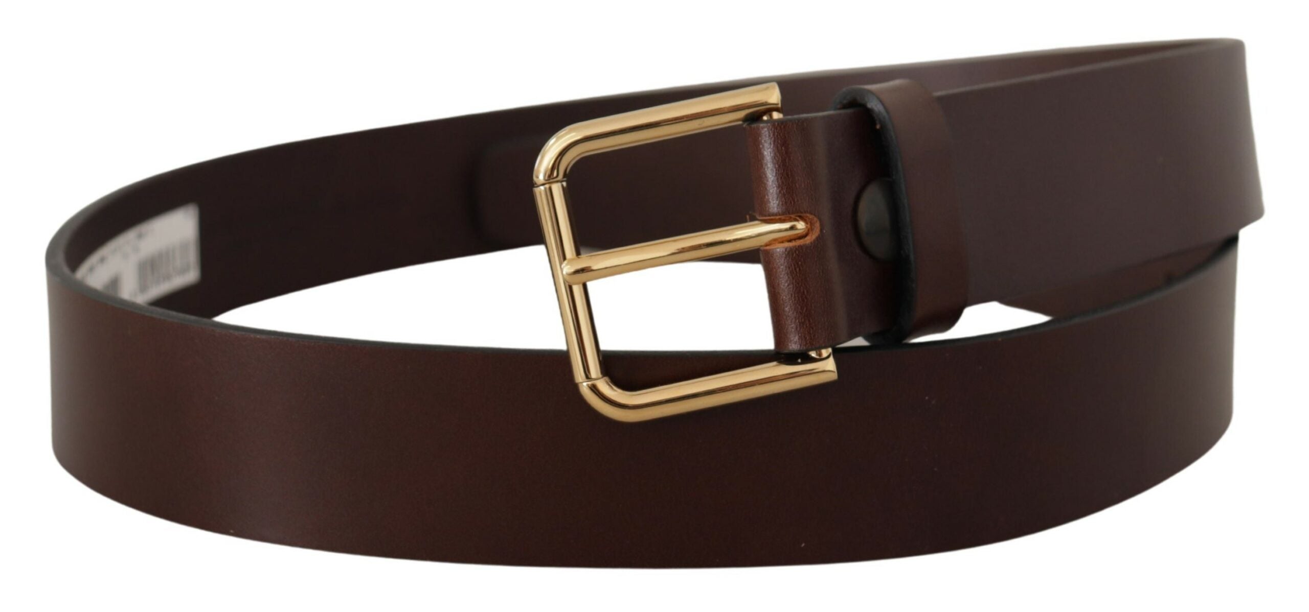 Brown Plain Calf Leather Gold Tone Buckle Belt - 90-cm-36-inches