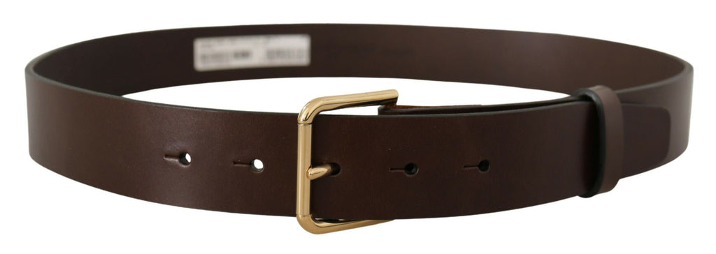 Brown Plain Calf Leather Gold Tone Buckle Belt - 90-cm-36-inches