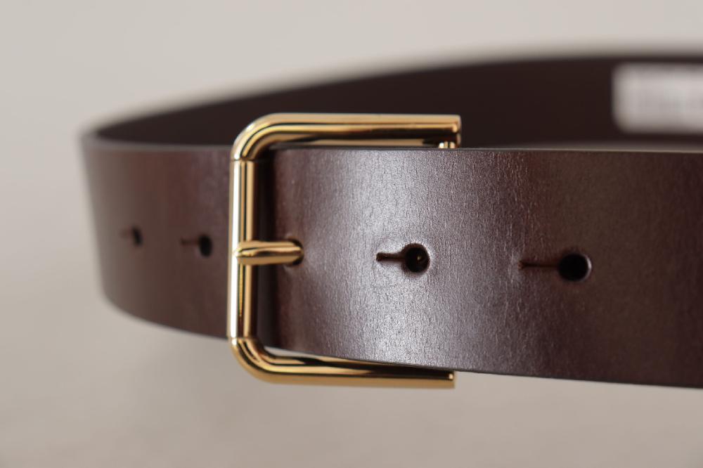 Brown Plain Calf Leather Gold Tone Buckle Belt - 90-cm-36-inches