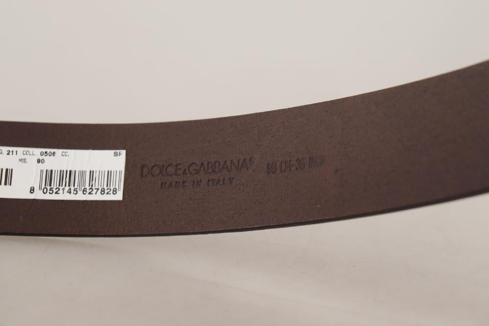 Brown Plain Calf Leather Gold Tone Buckle Belt - 90-cm-36-inches