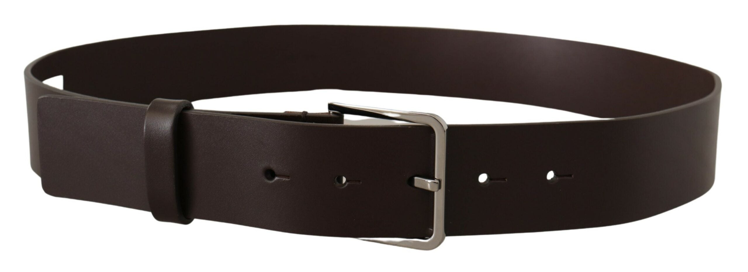 Brown Solid Calf Leather Logo Metal Buckle Belt - 90-cm-36-inches