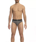Elegant Gray Cotton Blend Knit Briefs - Tri-Pack - s