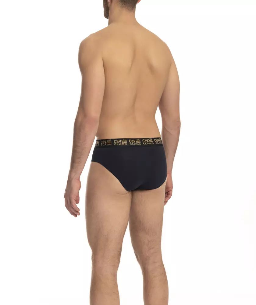Elegant Blue Cotton Blend Briefs - Bi-Pack - xl
