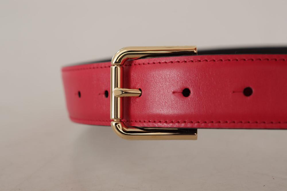 Red Calf Leather Gold Tone Logo Metal Buckle Belt - 70-cm-28-inches