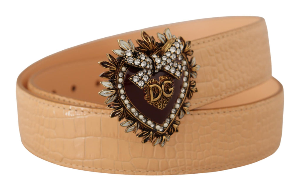 Beige Croc Pattern DEVOT...art DG Waist Buckle Belt - 70-cm-28-inches