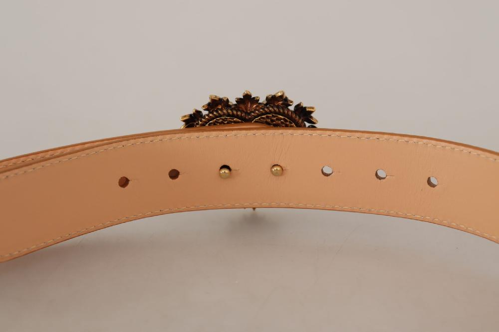 Beige Croc Pattern DEVOT...art DG Waist Buckle Belt - 70-cm-28-inches