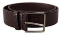 Dark Brown Calf Leather ...r Logo Metal Buckle Belt - 90-cm-36-inches