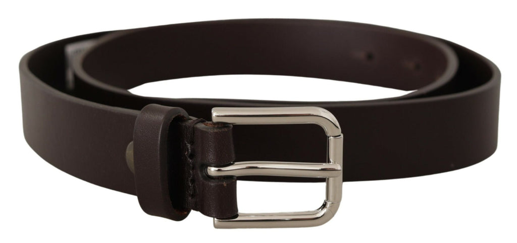 Brown Plain Leather Silver Tone Buckle Belt - 80-cm-32-inches