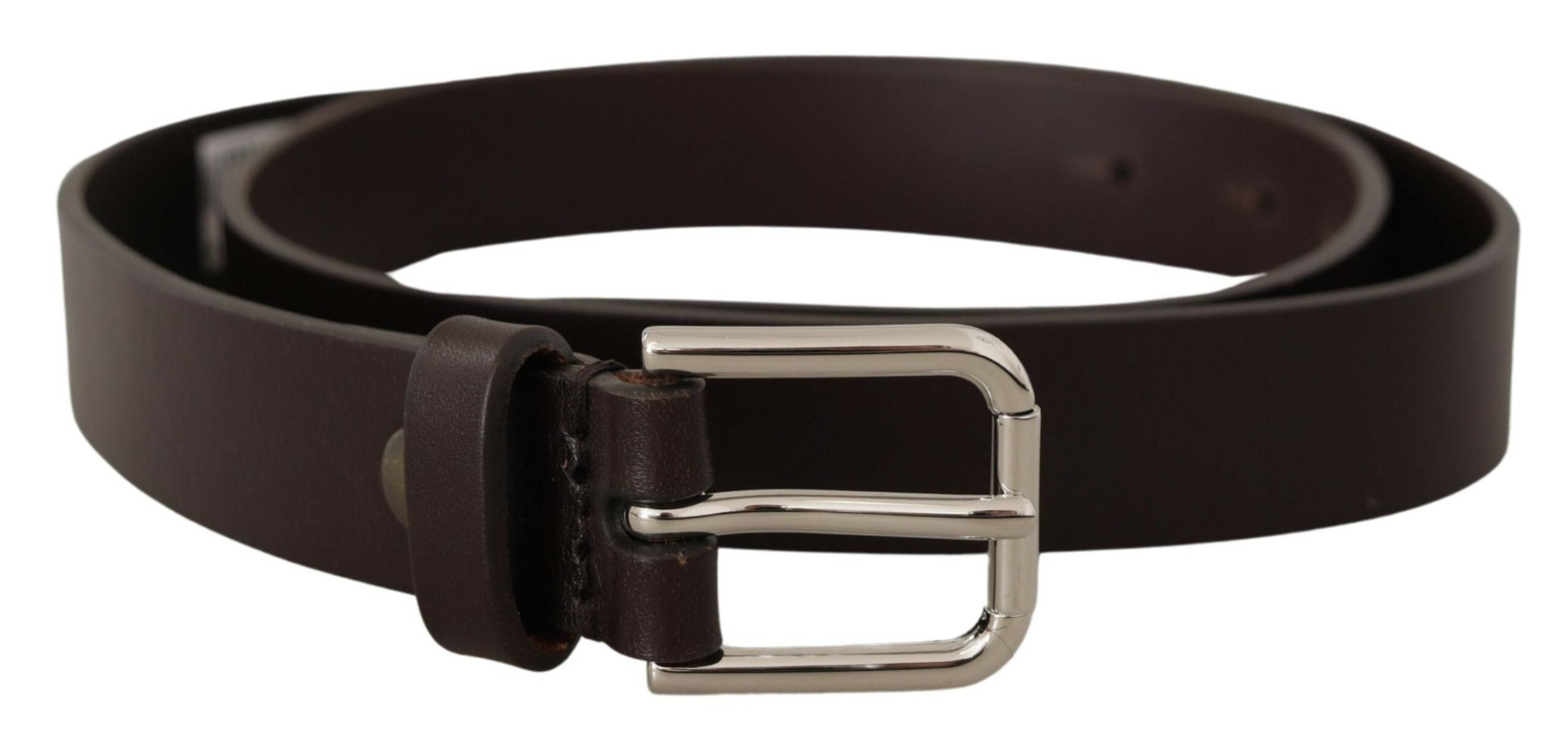 Brown Plain Leather Silver Tone Buckle Belt - 80-cm-32-inches