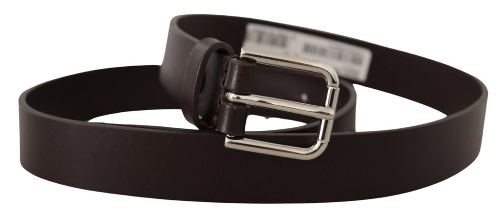 Brown Plain Leather Silver Tone Buckle Belt - 80-cm-32-inches